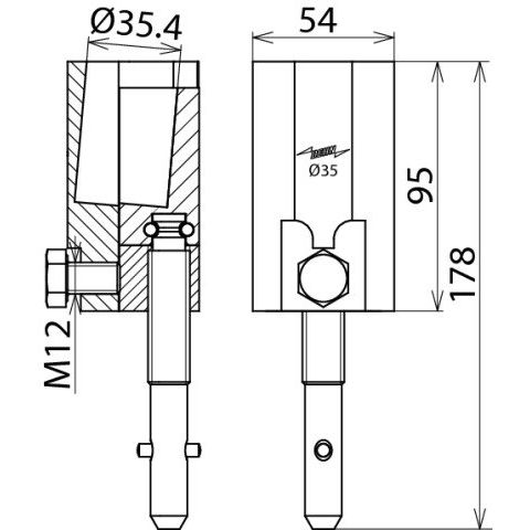 DEHN - Anschlusselement für EuK-Vorrichtung Rundbolzenklemme RBK 35 SQ D 35mm