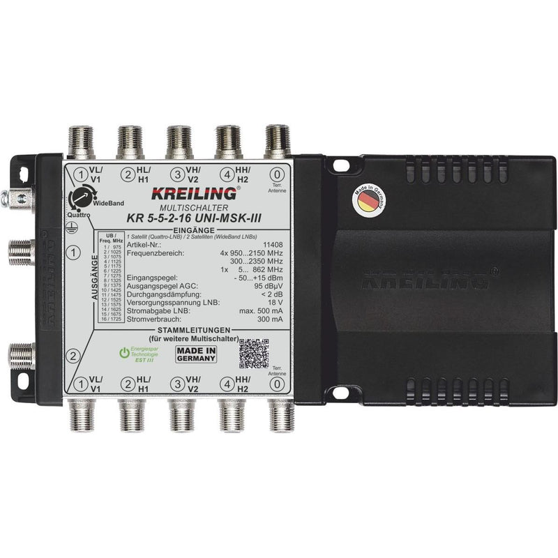 Kreiling Tech. - Multischalter Unicable MS kaskadierbar KR5-5-2-16UNI-MSKIII 2 Ausg. je 16 User  − 1 Stück