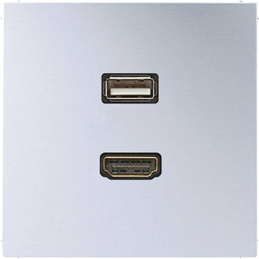 Jung - Multifunktions-Anschlussdose Multimedia-Anschluss alu MA AL 1163 HDMI/USB m.Tragring