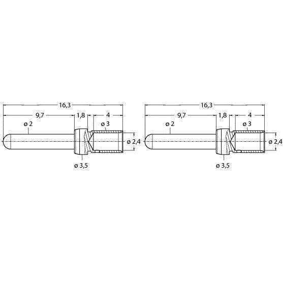 Turck - Zubehör/Ersatzteile für Befehlsgeräte Crimpkontakt Stift BS23-0002
