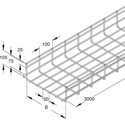 Niedax - Gitterrinne MT 105.100 V 105x100x3000mm − 3 Meter