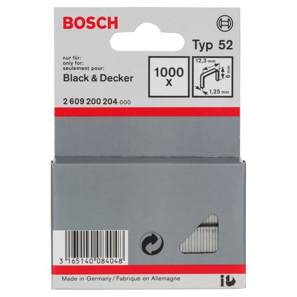 Bosch - Heftklammer Flachdrahtklammer Typ 52, 2609200204 12,3 x 1,25 x 6 mm