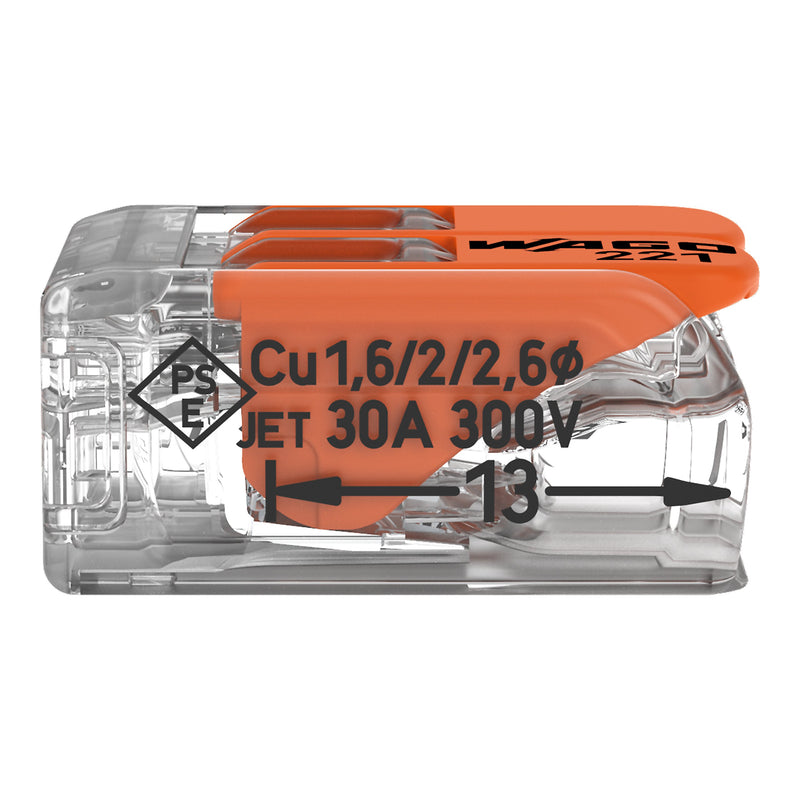 WAGO - Steckklemme Compact-Verbindungsklemme 221-612 2-Leiter bis 6qmm − 50 Stück