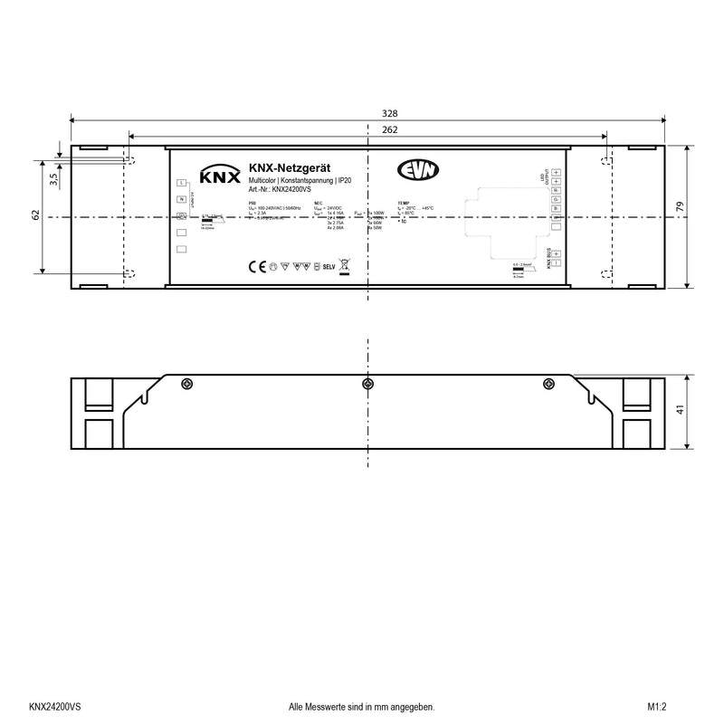 EVN Lichttechnik - Steuergerät für Leuchten KNX-LED-Steuerung KNX24200VS 4x2,08A 24VDC 4x50W