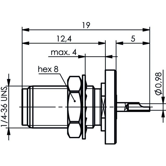 Telegärtner - Koax-Steckverbinder SMA-Einbaubuchse AU 50Ohm 100024670 Einbau von hinten − 5 Stück