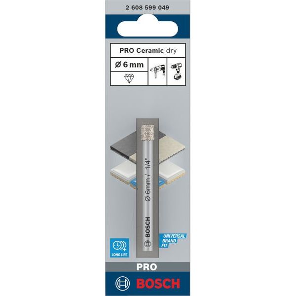 Bosch - Bohrkrone PRO Ceramic dry 2608599049 Bohrer, 6 x 66 mm