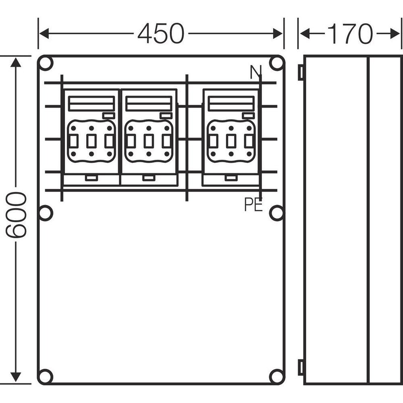 Hensel - Sicherungslasttrennschalter mit Gehäuse Mi-NH-Sich.lasttr.gehäuse Mi 6665 3x3xNH00, 250A, 5p