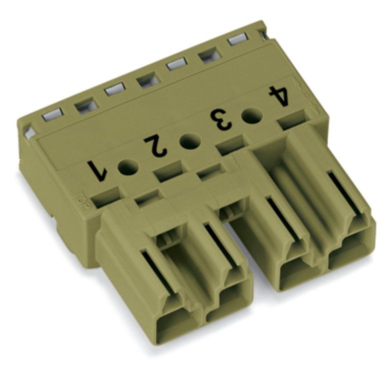 WAGO - Steckverbinder für steckbare Gebäudeinstallation Stecker 4-polig 770-274 Kod. B,hellgrün − 50 Stück