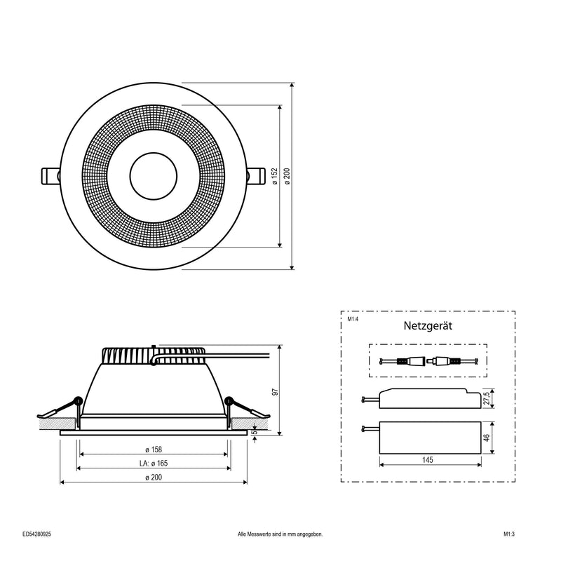 EVN Lichttechnik - Downlight/Strahler/Flutlicht LED-Downlight ED54280925 DALI