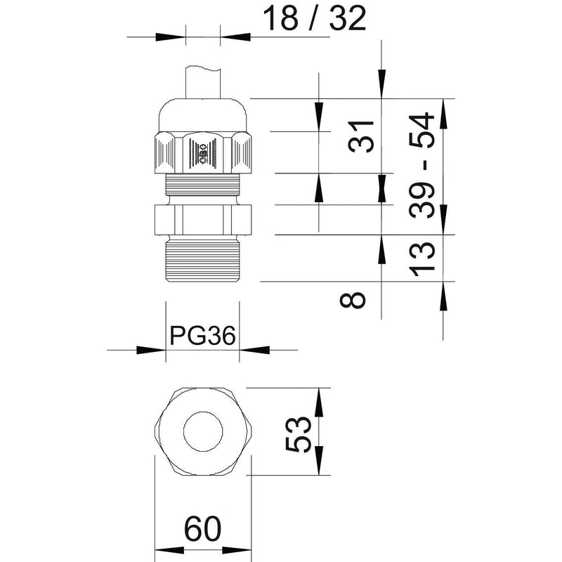 OBO Bettermann - Kabelverschraubung Verschraubung V-TEC PG36 SGR