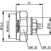 Telegärtner - Koax-Steckverbinder 7-16-Kabelstecker löt 100024421 50Ohm G10(UT141)