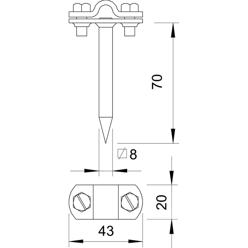 OBO Bettermann - Leitungshalter für Blitzschutz Leitungshalter 163 70 FT − 50 Stück