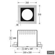 LTS Licht&Leuchten - Mechanisches Zubehör/Ersatzteile für Leuchten Einbaugehäuse SCER 2.1140 sw 1-flammig ET140mm