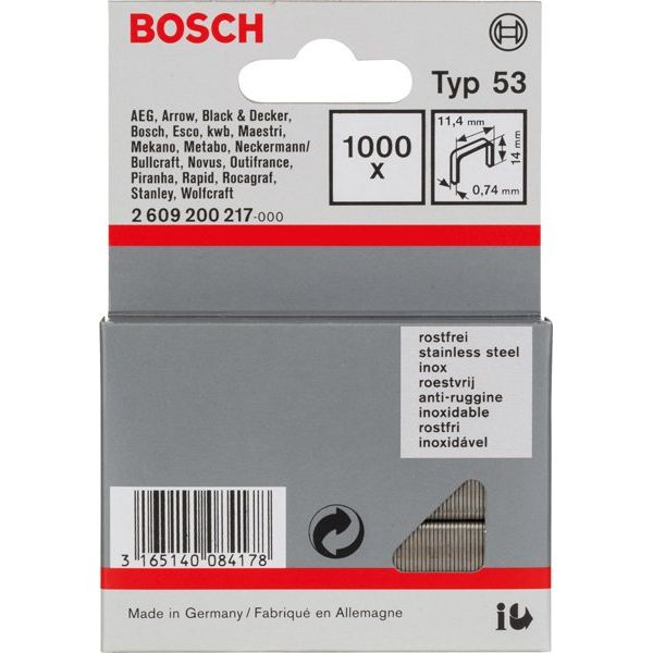 Bosch - Heftklammer Feindrahtklammer Typ 53, 2609200217 11,4 x 0,74 x 14 mm