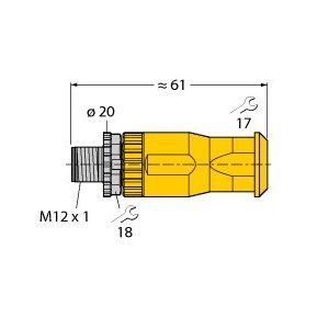 Turck - Rundsteckverbinder, feldkonfektionierbar (Industriesteckverbinder) Stecker BMS8151-0/PG9/YE