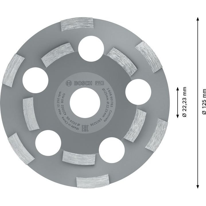 Bosch - Trenn-/Schleifscheibe PRO Abrasive Topfscheibe, 2608602553 50 x 125 mm 22,23 mm