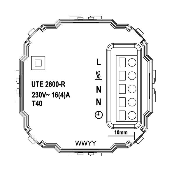 Eberle Controls - Raumthermostat/Uhrenthermostat UP-Raumregler 5-30C AC230V UTE2800-R-RAL1013G55 16A, 1 Schließer
