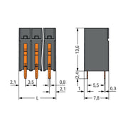 WAGO - Leiterplattenklemme THR-Leiterplattenklemme 2086-1126/997-607 Drücker,1,5mm²,sw − 940 Stück
