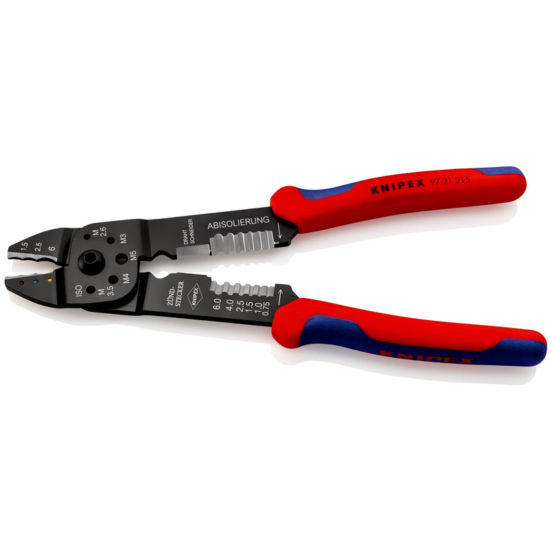 Knipex - Presswerkzeug Kabelschuhe/Verbinder, Aderendhülsen, Schirmanschluss Crimpzange 97 21 215 SB 230mm