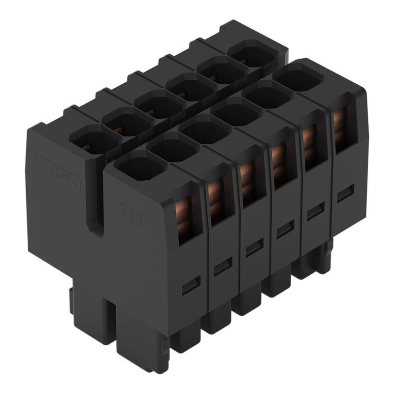 WAGO - Ein- und mehrpolige Klemmenleiste 1-LeiterFederleiste2reihig 713-1106 CAGECLAMP 1,5mm²,sw − 50 Stück