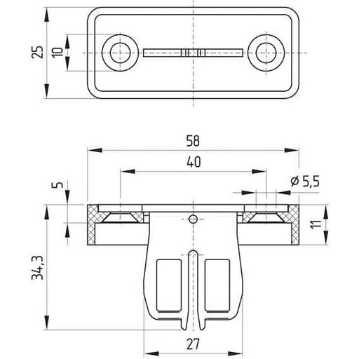 Schmersal - Betätiger für Positionsschalter mit getrenntem Betätiger Betätiger gerade BET.AZ15/16-B1-2024 m. Schlitzabdeckung
