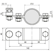 DEHN - Erdungsrohrschelle FS Anschlussschelle AS D50 KSV 6.10 V2A NIRO D50 f.Rd 6-10mm