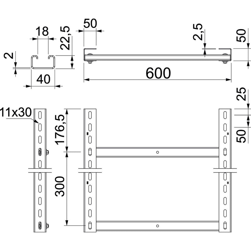 OBO Bettermann - Kabelleiter Steigeleiter SLM50C40F 60 FT − 3 Meter
