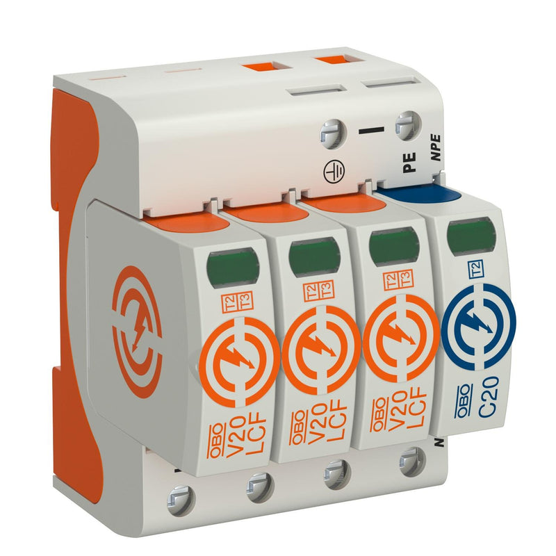 OBO Bettermann - Überspannungsableiter für Energietechnik/Stromversorgung SurgeController V20 V20-LCF-3+1-280 3-polig + NPE 280V