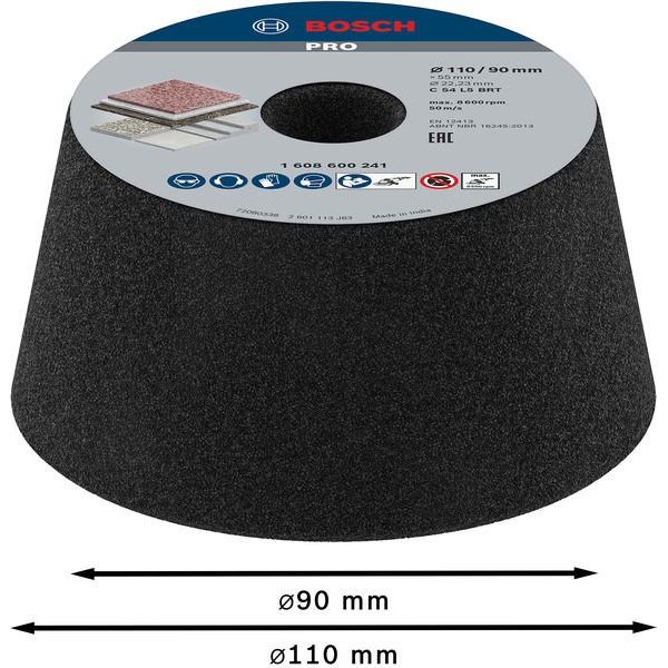 Bosch - Trenn-/Schleifscheibe PRO Stone Konischer 1608600241 Schleiftopf 90 x 110