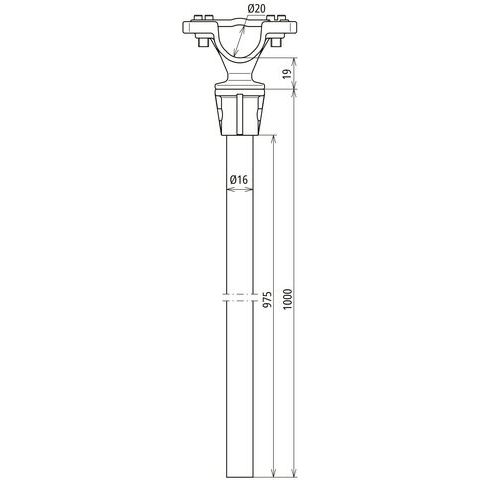 DEHN - Distanzhalter für Blitzschutz Distanzhalter DH ZS20D161000GFK PA POM/GFK L1000 grau