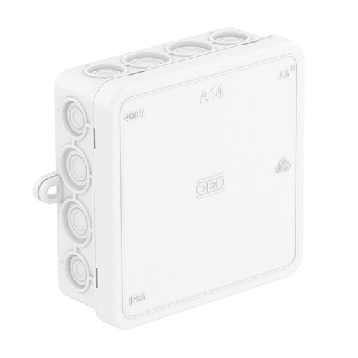 OBO Bettermann - Dose, Gehäuse für Montage auf der Wand/Decke Kabelabzweigkasten A 14 HF RW 100x100x38mm − 10 Stück