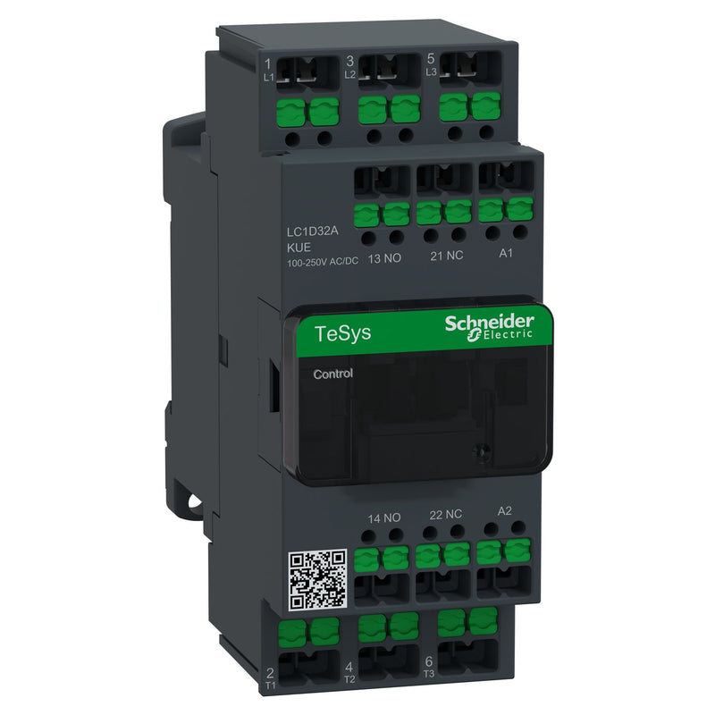 Schneider Electric - Leistungsschütz zum Schalten von Wechselstrom Schütz 3P 32A Ac3 100-250V LC1D32AKUE Ac/Dc Snapin