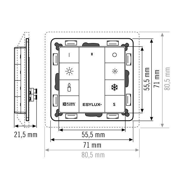 ESYLUX - Bussystem-Tastsensor Taster 8-fach PUSH BUTTON x8 TWELC DALI Tunable White