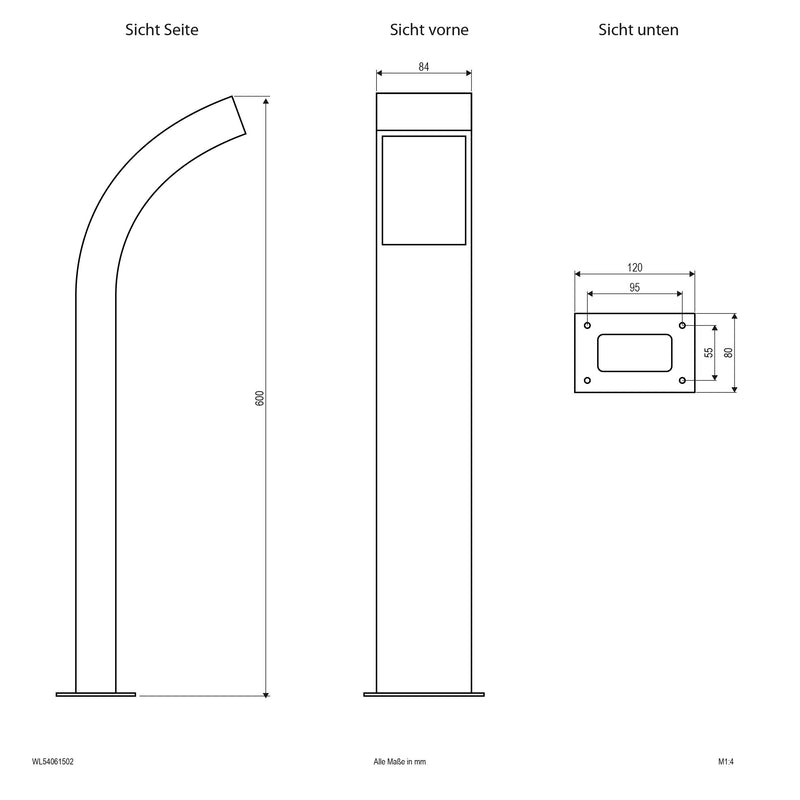 EVN Lichttechnik - Wegeleuchte Pollerleuchte WL54061502 IP54