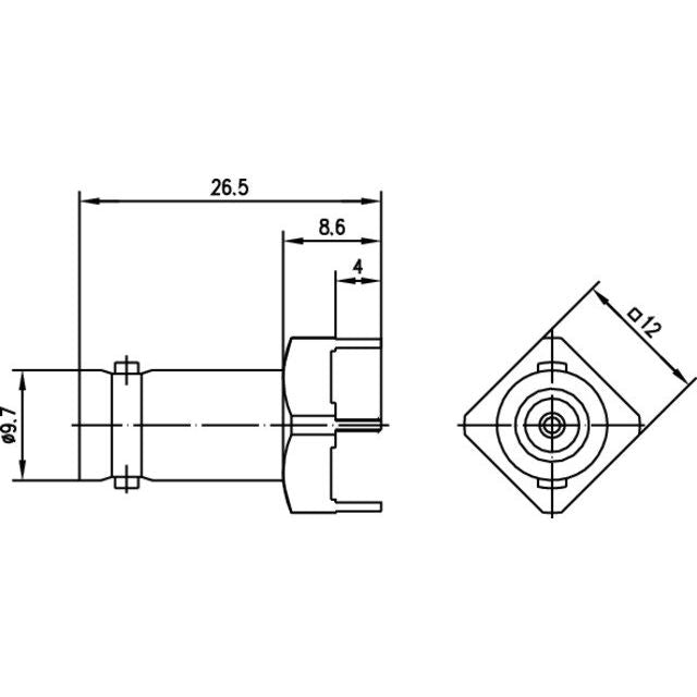 Telegärtner - Koax-Steckverbinder BNC-Buchse für LTP 100023417 50Ohm, löt, 26,5mm − 5 Stück