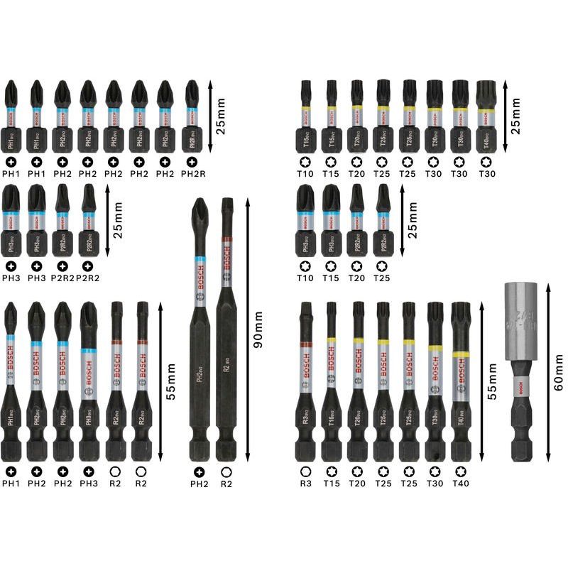 Bosch - Bit-Set PRO Impact Schrauberbit 2608521U79VE(44) Set, 44-tlg. − 3 Packung