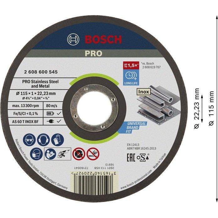 Bosch - Trenn-/Schleifscheibe PRO Stainless Steel and 2608600545 Metal Trennscheibe