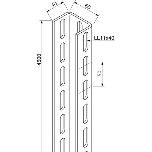 Rico - Stiel/Profilschiene U-Profil 17A7-4500 60x40mm L=4500mm