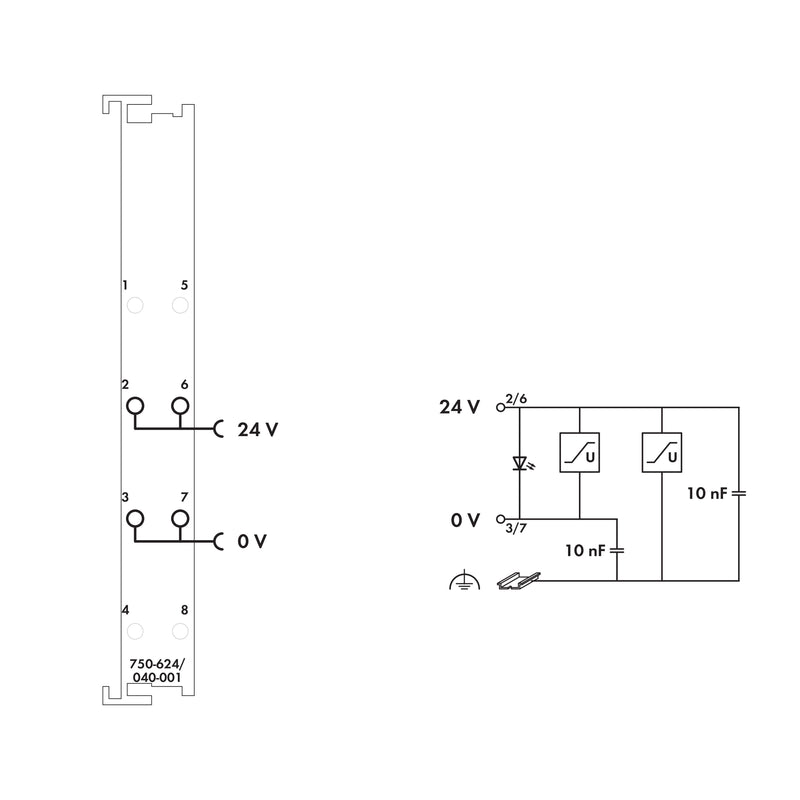 WAGO - Feldbus, Dez. Peripherie - Einspeise- und Segmentmodul Feldeinspeisefilter 750-624/040-001 XTR