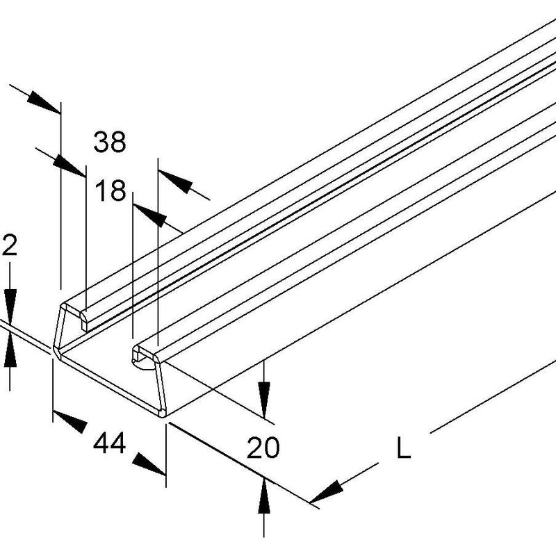 Niedax - Stiel/Profilschiene Ankerschiene 2985/2 BO − 2 Meter