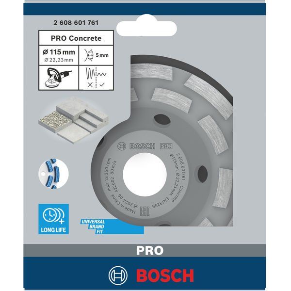 Bosch - Trenn-/Schleifscheibe PRO Concrete Topfscheibe, 2608601761 50 x 115 mm 22,23 mm
