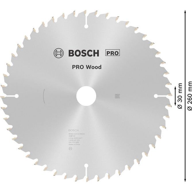 Bosch - Kreissägeblatt PRO Wood Kreissägeblatt, 2608641202 260 x 3,2 x 30 mm