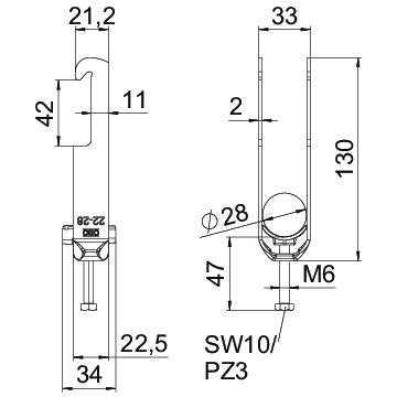 OBO Bettermann - Bügelschelle BS-W2-K-28 FT 2-28mm − 50 Stück