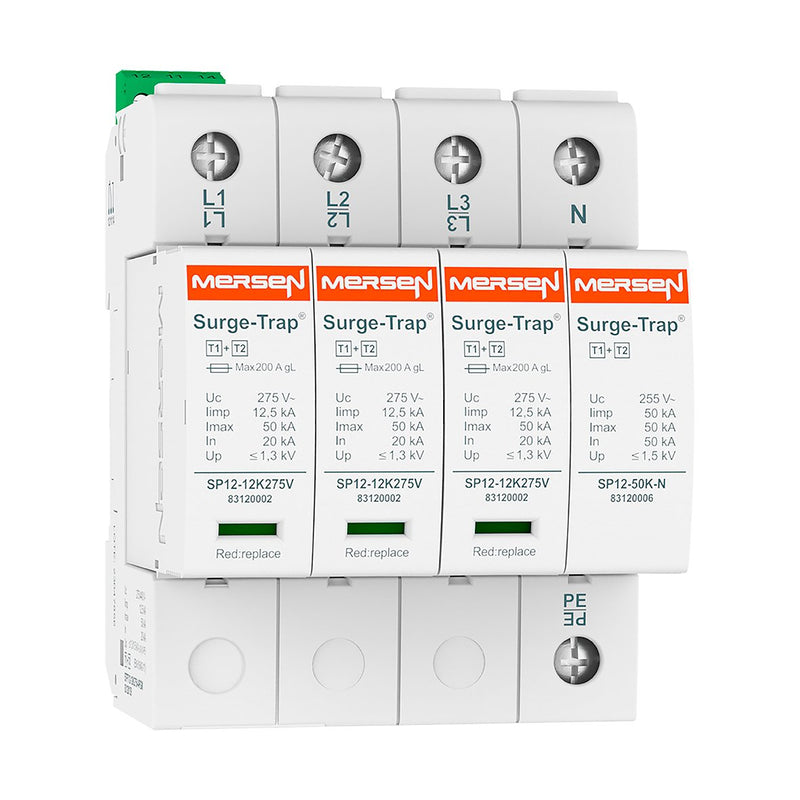 Mersen - Blitzstromableiter für Energietechnik Überspannungsableiter STPT12-12K275V-4PGM Typ 1+2,4-pol.12,5kA