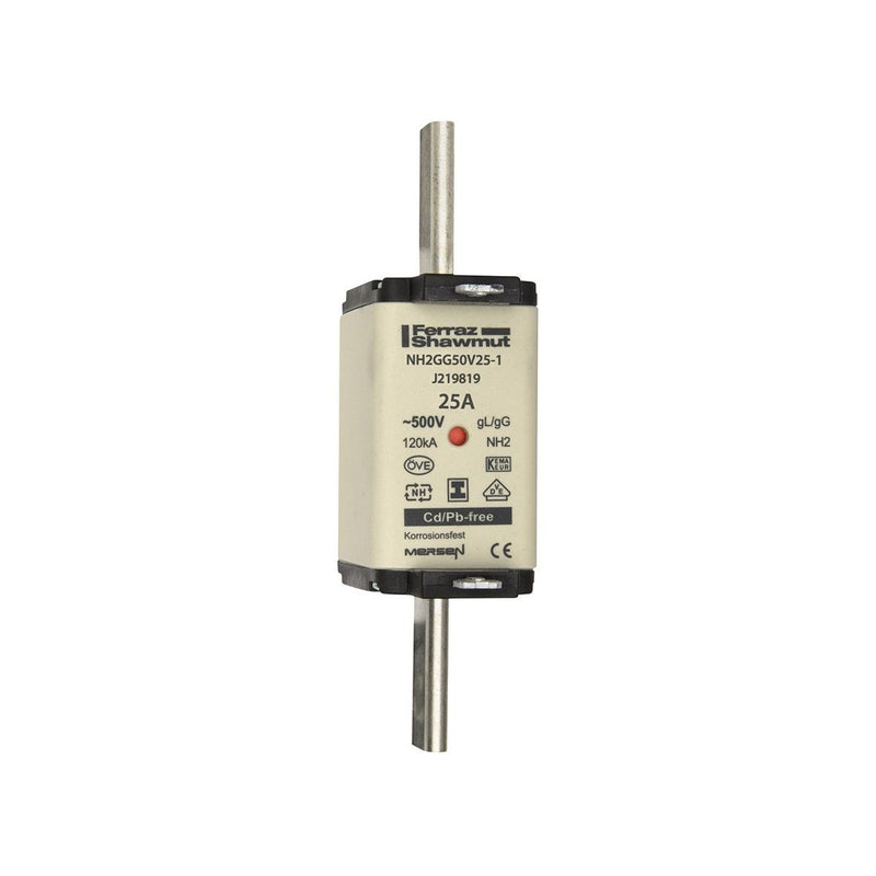 Mersen - Messersicherung Sicherungseinsatz NH gG NH2GG50V25-1 Gr.2 25A SGL KM − 3 Stück