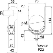 OBO Bettermann - Bügelschelle BS-RS1-M-64 FT 58-64mm − 100 Stück