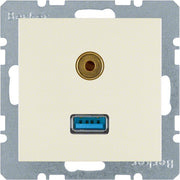 Berker - Einsatz/Abdeckung für Kommunikationstechnik Steckdose USB/3,5mm Audio 3315398982 weiß glänzend