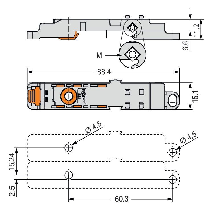 WAGO GmbH & Co. KG - Zubehör/Ersatzteile für Klemmen Montageadapter 831-1038 3-teilig,lgr − 12 Stück