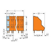 WAGO - Leiterplattenklemme DoppelstockLeiterplattenk. 736-656 2,5mm² − 35 Stück