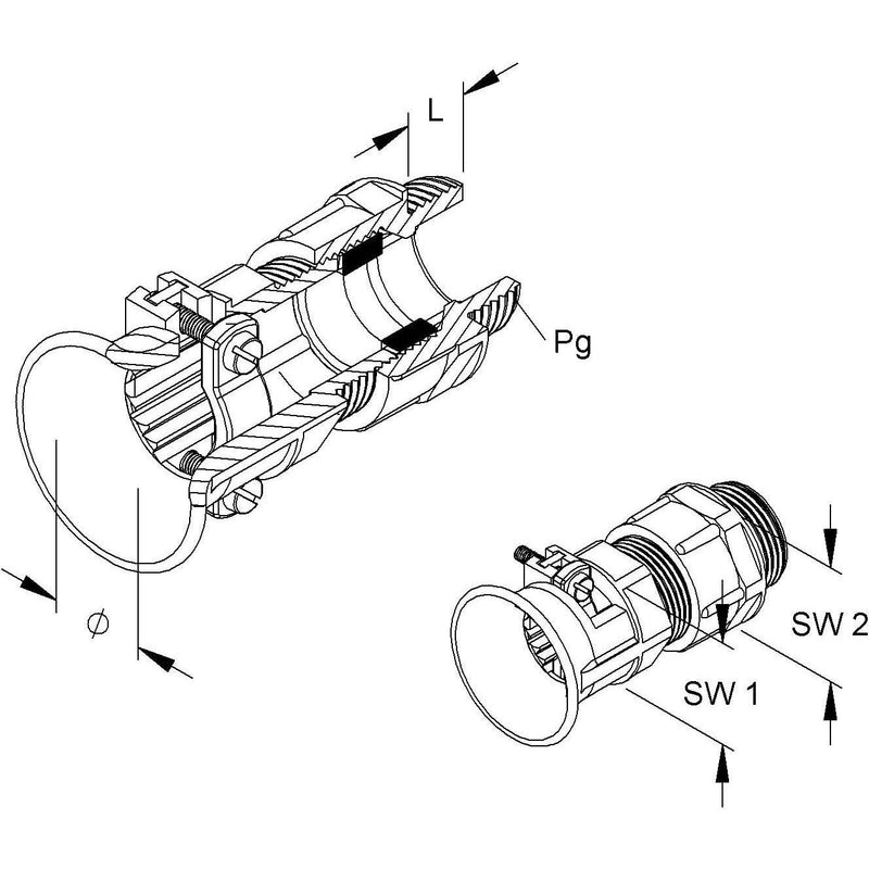 HKL - Kabelverschraubung 1230/16 gr,D=10-13mm − 25 Stück